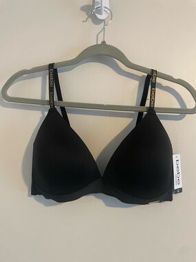 Bebe Intimates NWT Black T-Shirt Bra Logo Straps 36D (175)